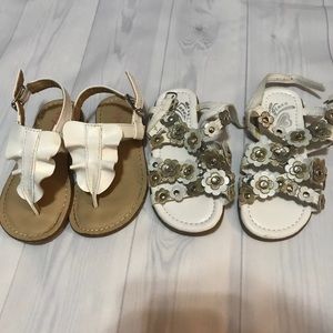 Two pairs girls size 7 sandals